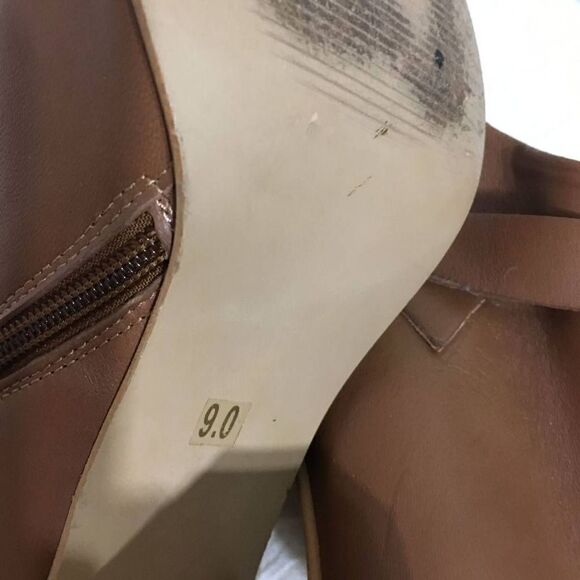 Steve Madden Brown Leather Open Toe Booties Size 9 - Picture 10 of 11